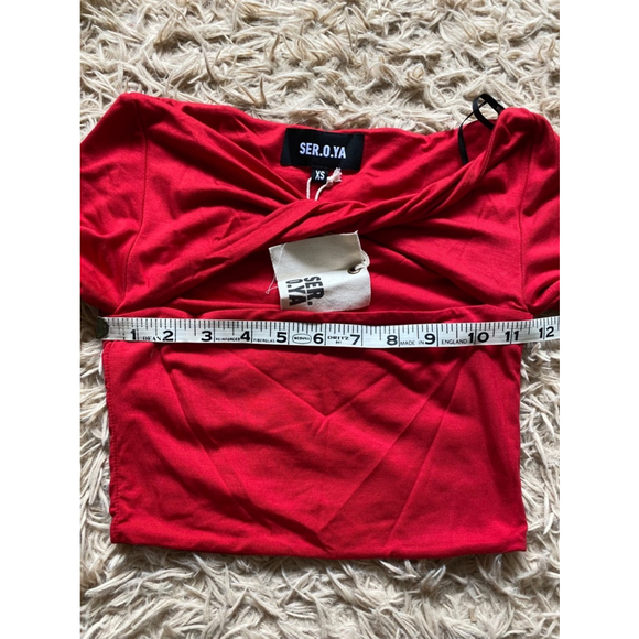 Ser.o.ya Artemis Top Red Cut Out Long Sleeve Crop NWT XS - Picture 4 of 5